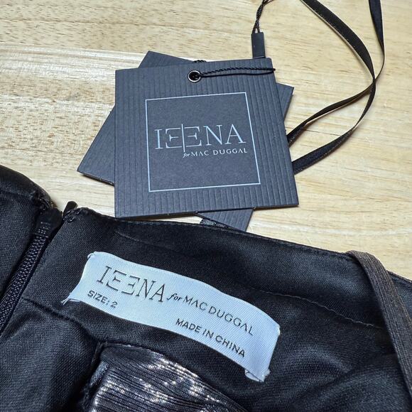 Mac Duggal NWT Silver Metallic Stretch Jersey Dress Cutout High Slit Size 2 - Picture 2 of 8